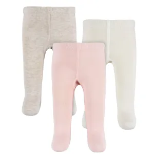 3-Pack Baby and Toddler Girls Oatmeal Heather, Ivory, and Pink Tights