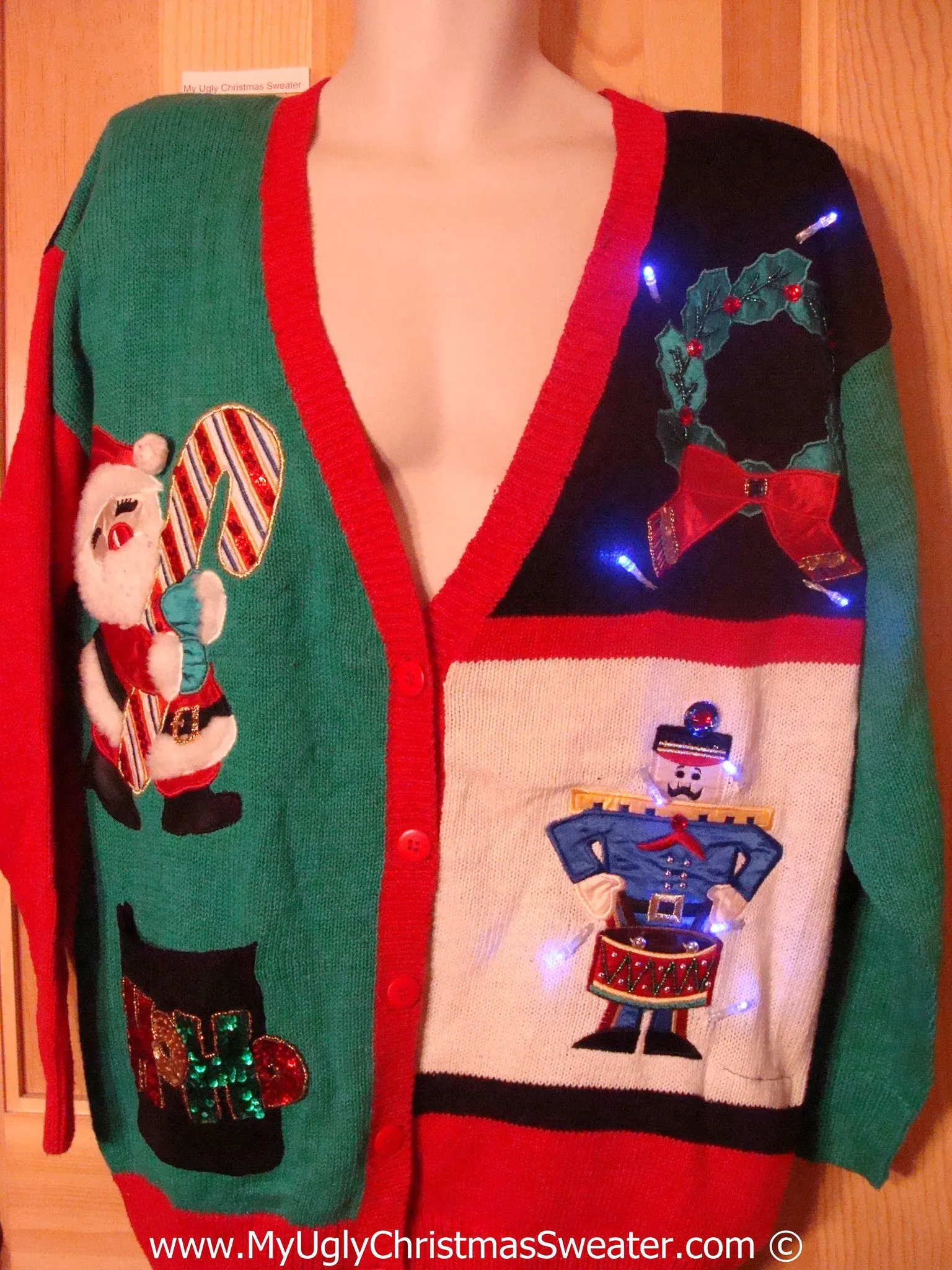 80s Retro Christmas Sweater with Lights With Nutcracker (g200)