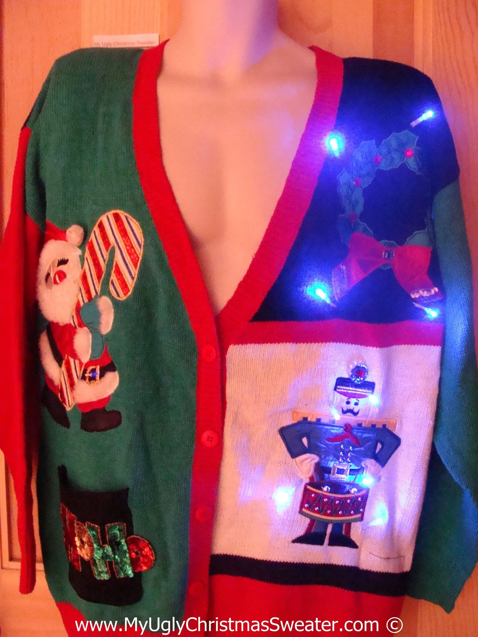 80s Retro Christmas Sweater with Lights With Nutcracker (g200)