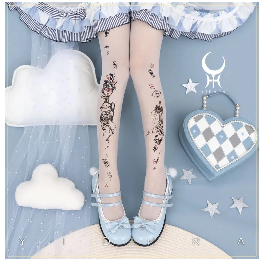 Alice's Afternoon Tea ~ Sweet Lolita Patterned Tights by Yidhra