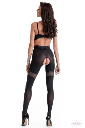 Amour Glamour 80 Crotchless Black Tights