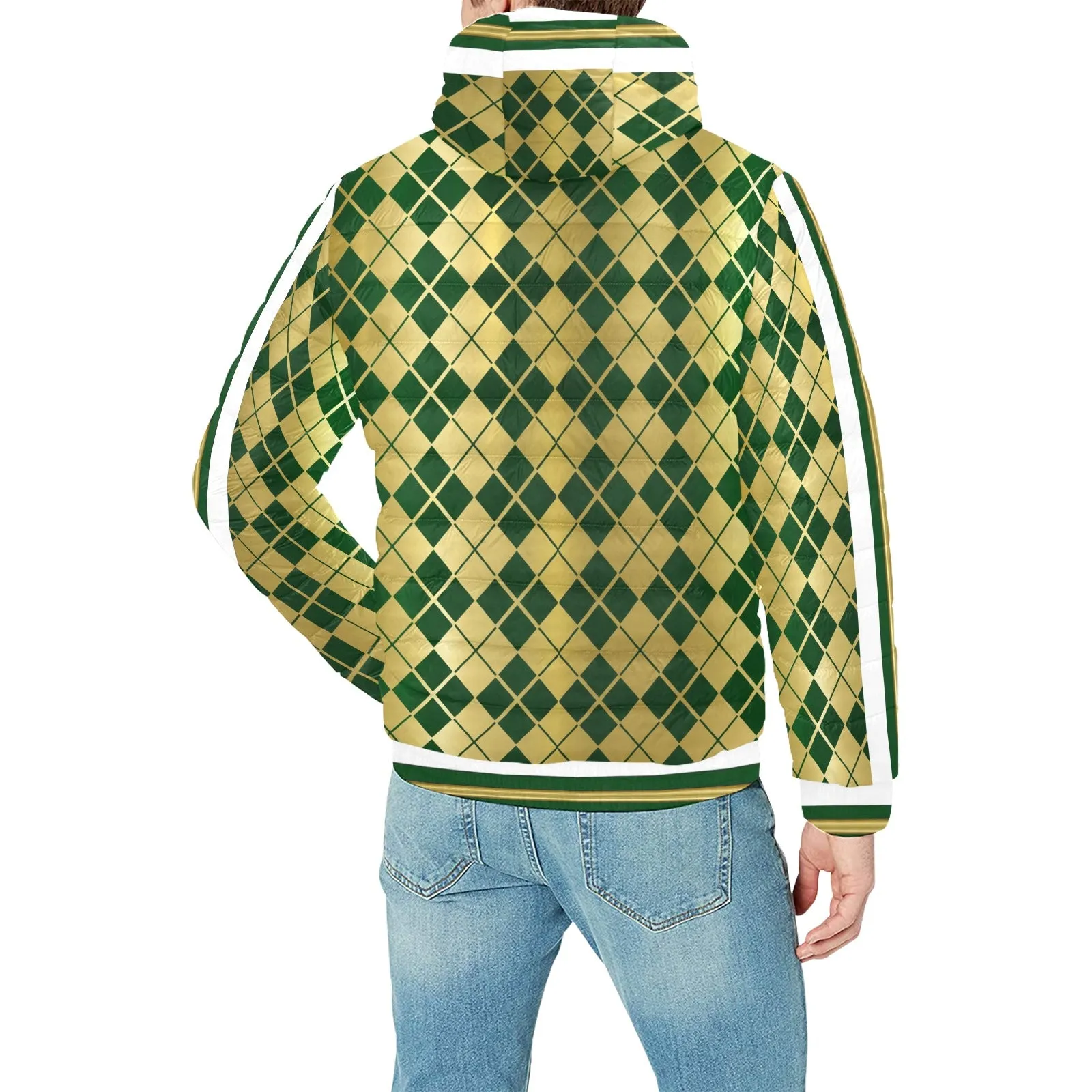 ARLEQUIN GREEN PADDED HOODIE JACKET