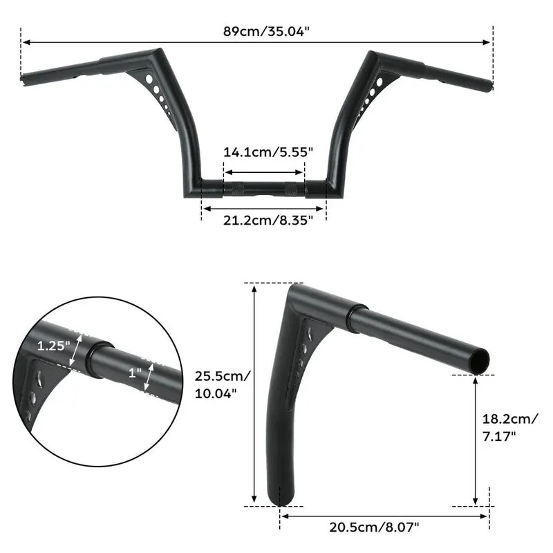 Attitude Inc Bonanza Handlebar, Chrome 10 Inc , 1-1/4 in. Ape Hangers, For Harley Softail Sportster Fat Boy Dyna