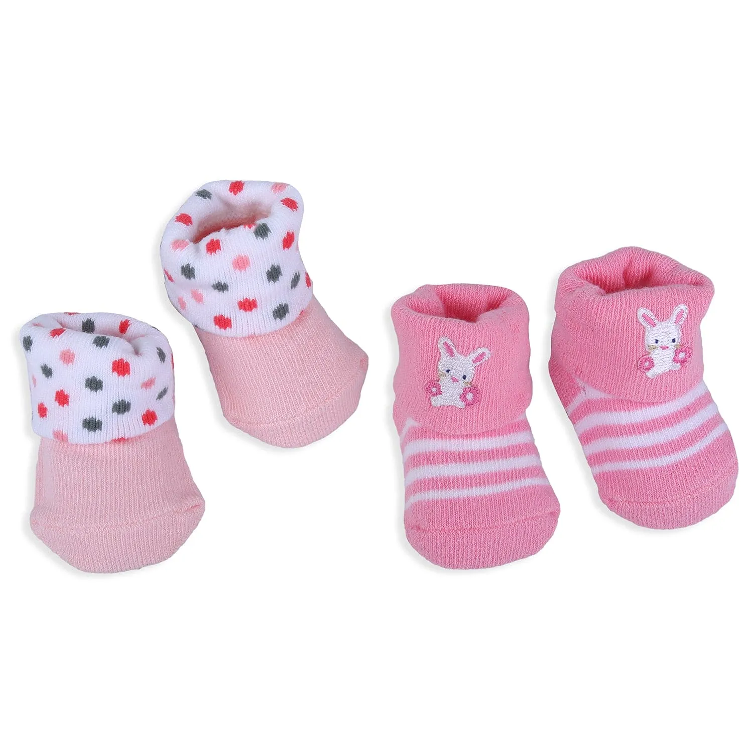 Baby Moo Bunny Polka Dotted Newborn Breathable Infant Cotton Socks - Pink