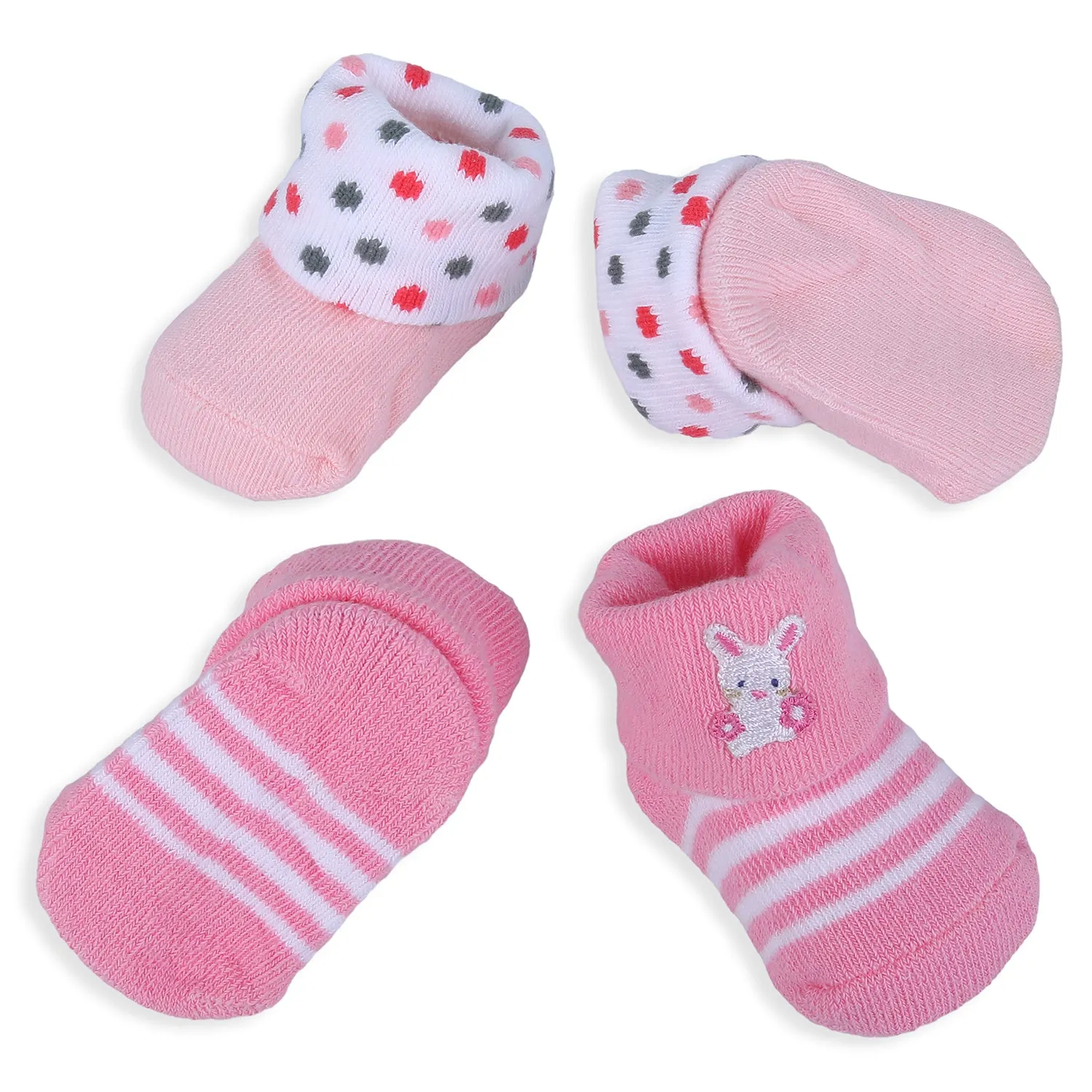 Baby Moo Bunny Polka Dotted Newborn Breathable Infant Cotton Socks - Pink