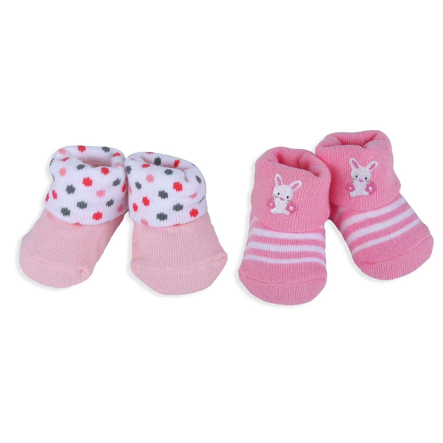 Baby Moo Bunny Polka Dotted Newborn Breathable Infant Cotton Socks - Pink