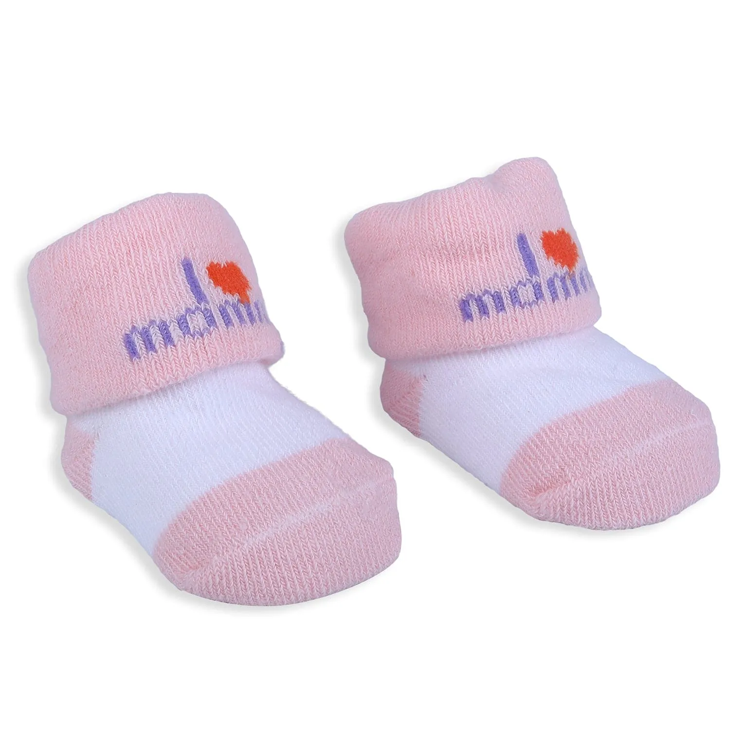 Baby Moo I Love Mommy Floral Newborn Breathable Infant Cotton Socks - Pink