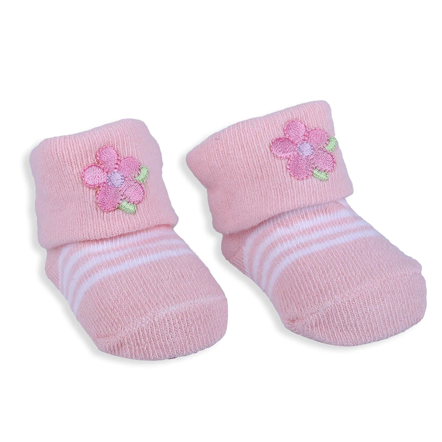 Baby Moo I Love Mommy Floral Newborn Breathable Infant Cotton Socks - Pink