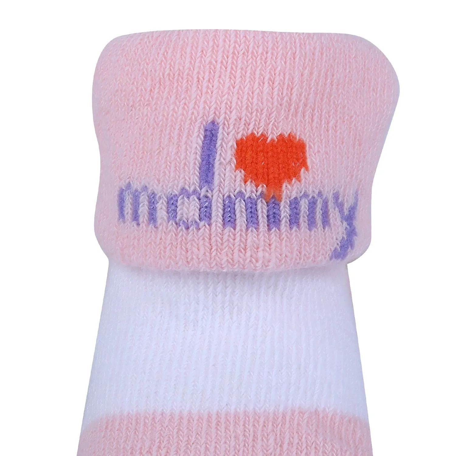 Baby Moo I Love Mommy Floral Newborn Breathable Infant Cotton Socks - Pink