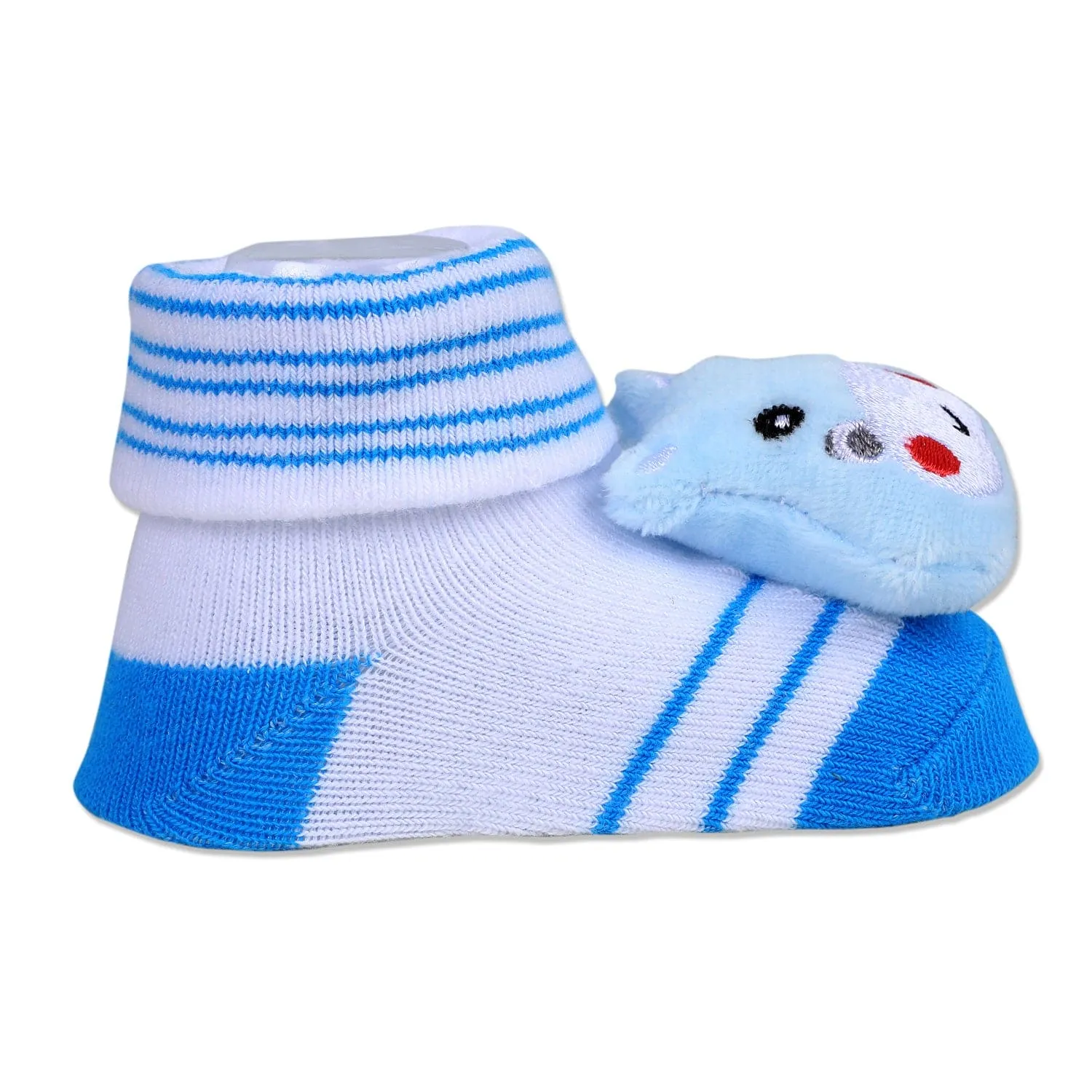 Baby Moo Little Hippo Cotton Anti-Skid 3D Socks - White