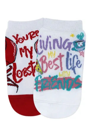 Balenzia x Friends  "You are my lobster" & "Living my best life with friends" Lowcut socks for women (Pack of 2 Pairs/1U) - White