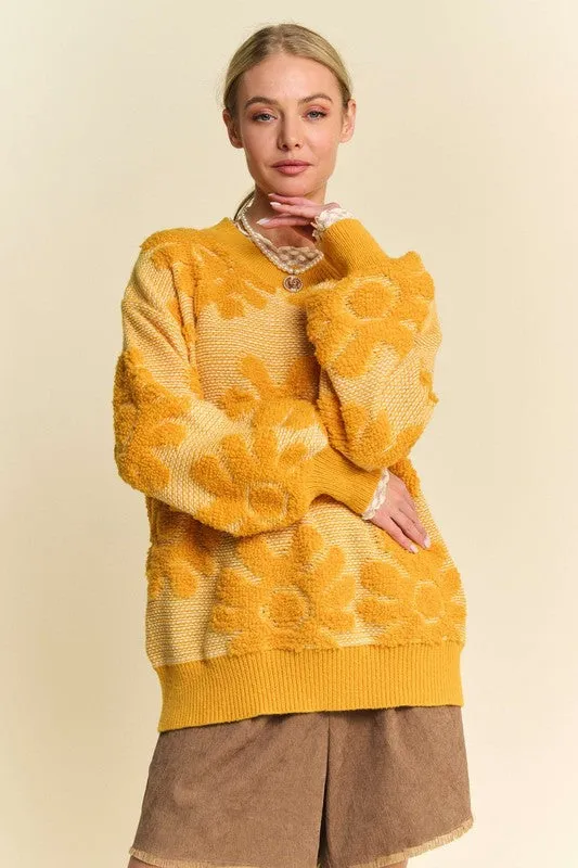 Big Flower Textured Sweater