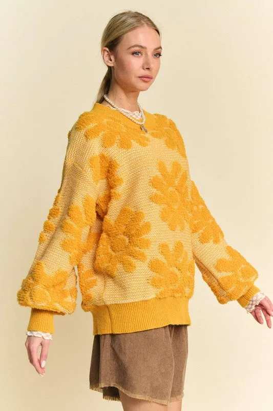 Big Flower Textured Sweater