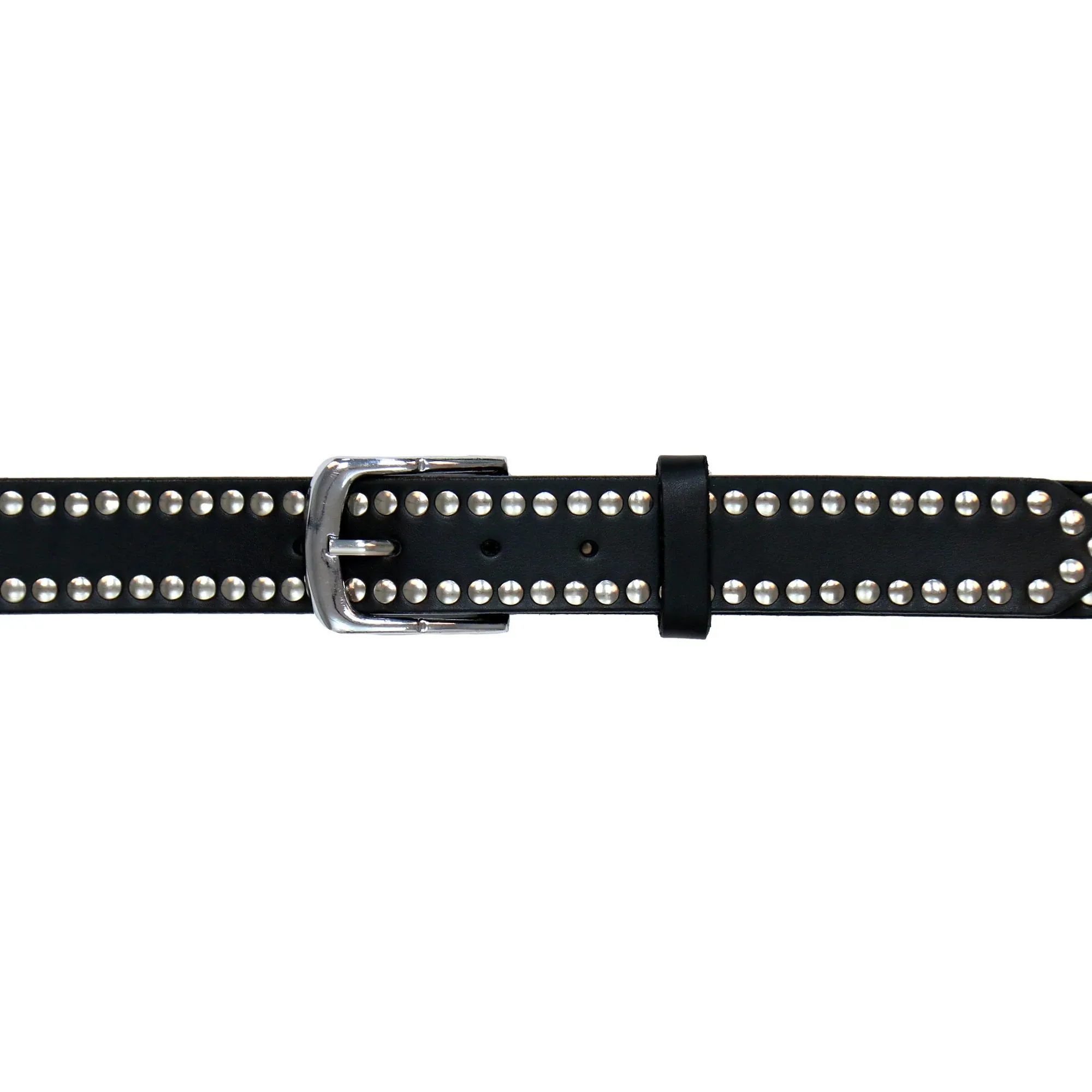 BLA1127 Leather Belt With Studs And Skulls