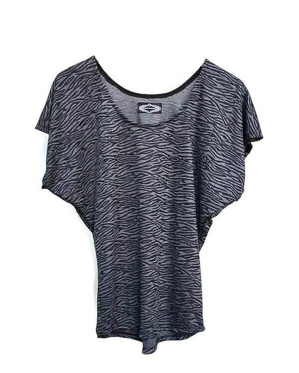 Black and Gray Animal Print Dolman Top