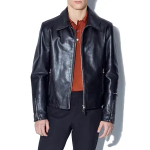 Black Calfskin Biker Jacket for Men - Vito