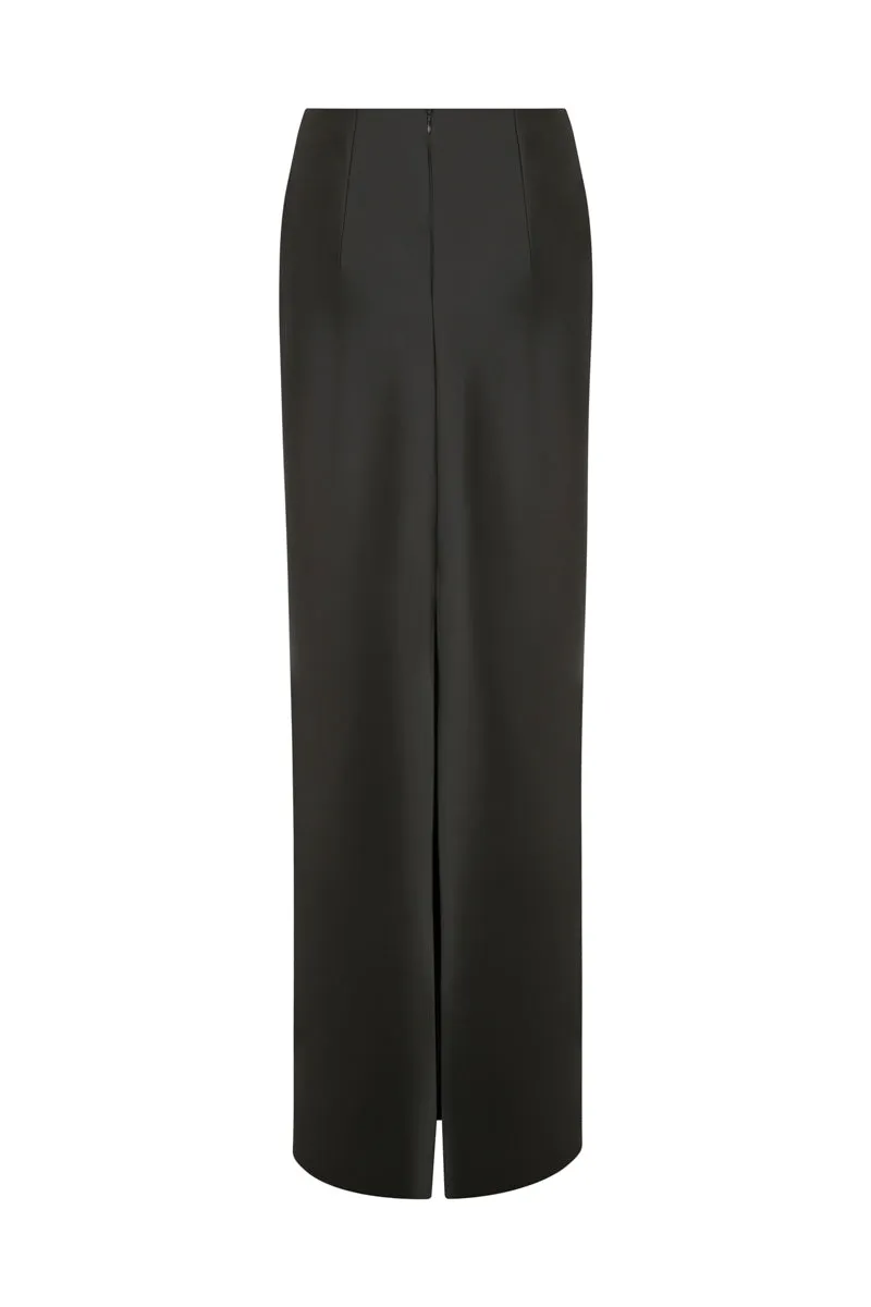 BLACK LOW-RISE STATUE MAXI SKIRT