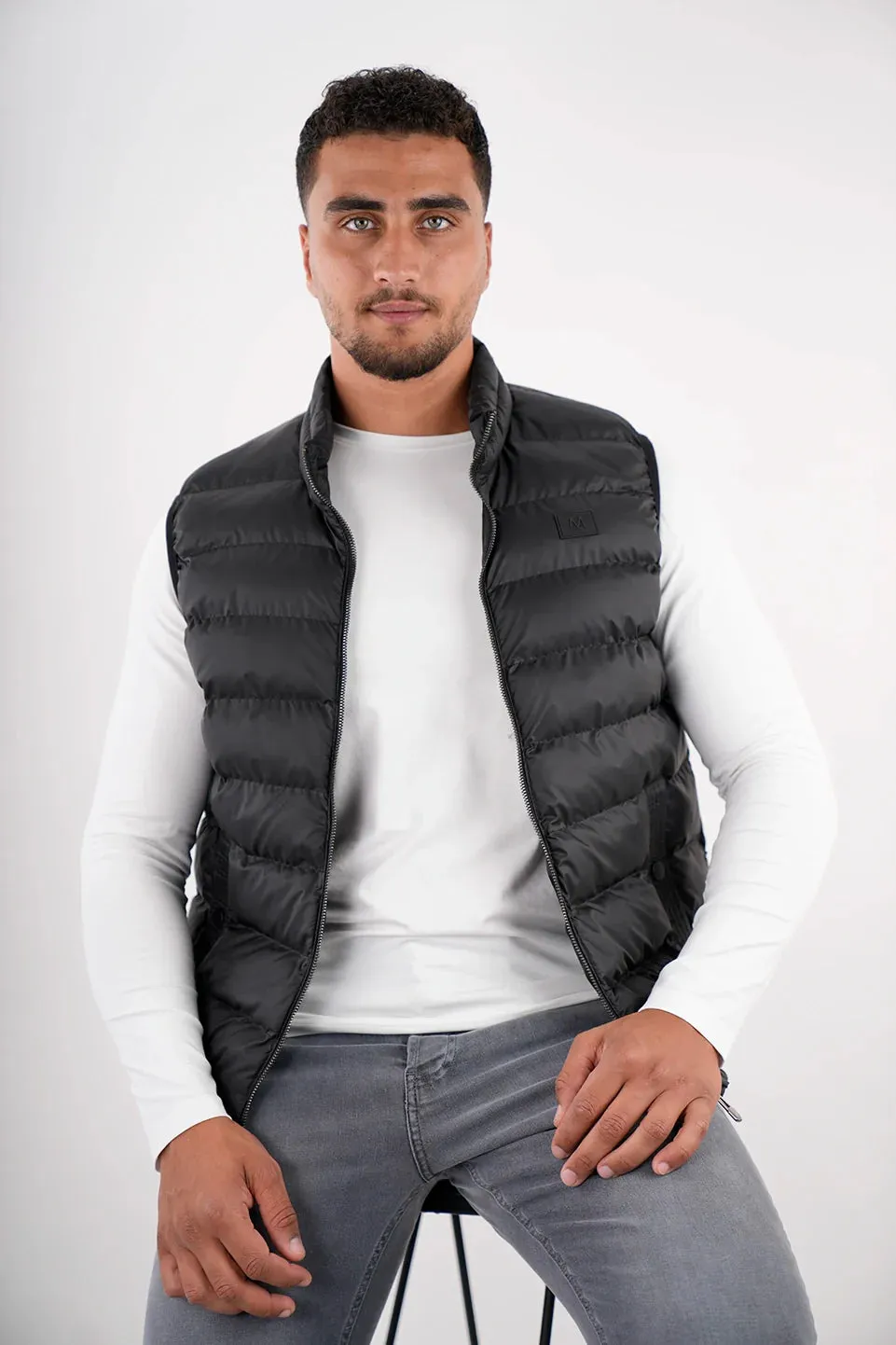 Black Vest Puffer With Side Pockets