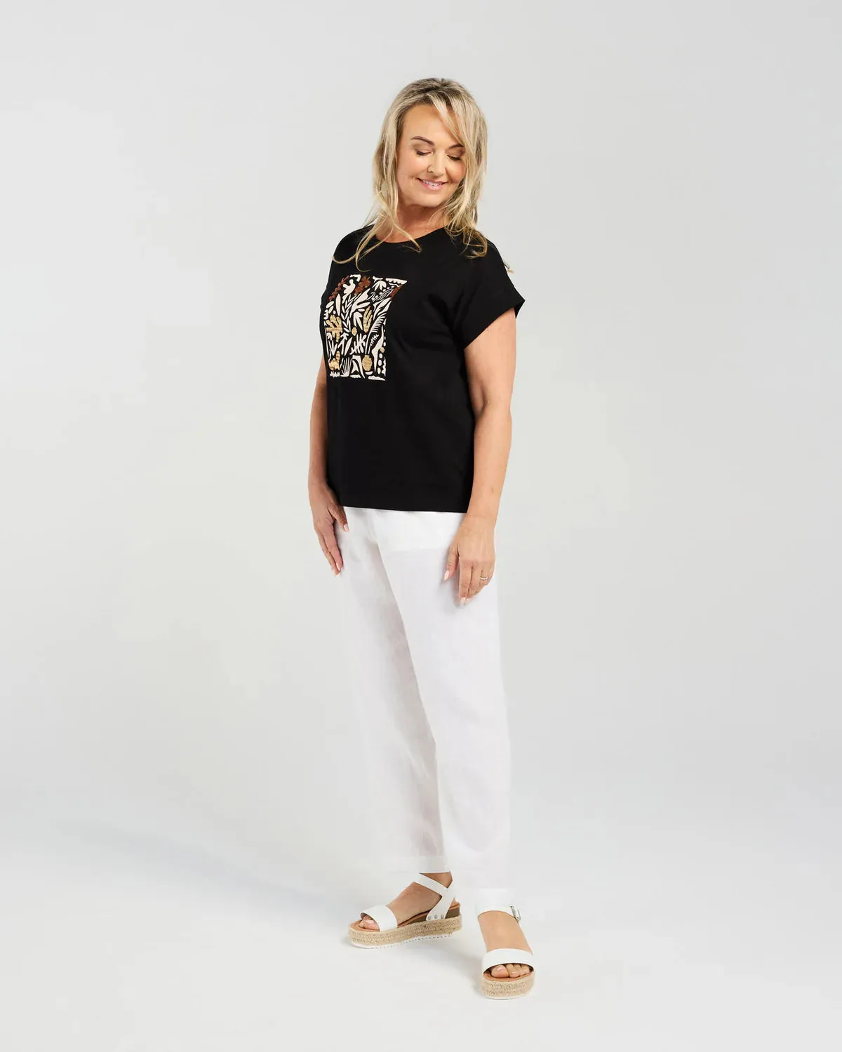 Blackstone Palm Leaf Sequin Tee