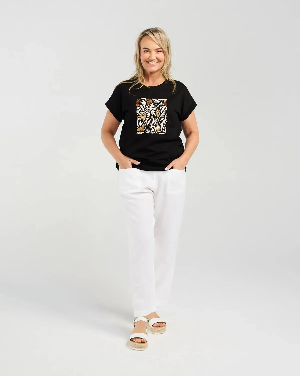 Blackstone Palm Leaf Sequin Tee