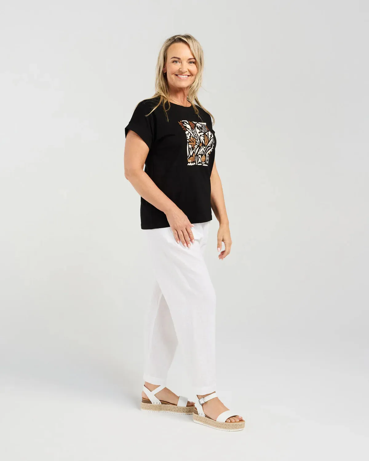 Blackstone Palm Leaf Sequin Tee