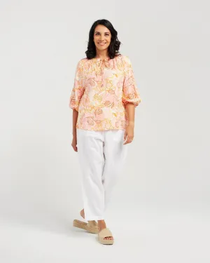 Blackstone Rose Gathered Sleeve Top - Apricot