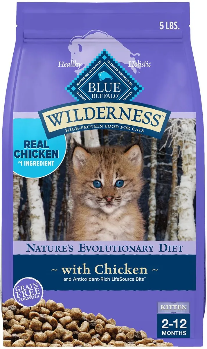 Blue Buffalo Wilderness High Protein Natural Grain-Free Chicken Kitten Dry Cat Food