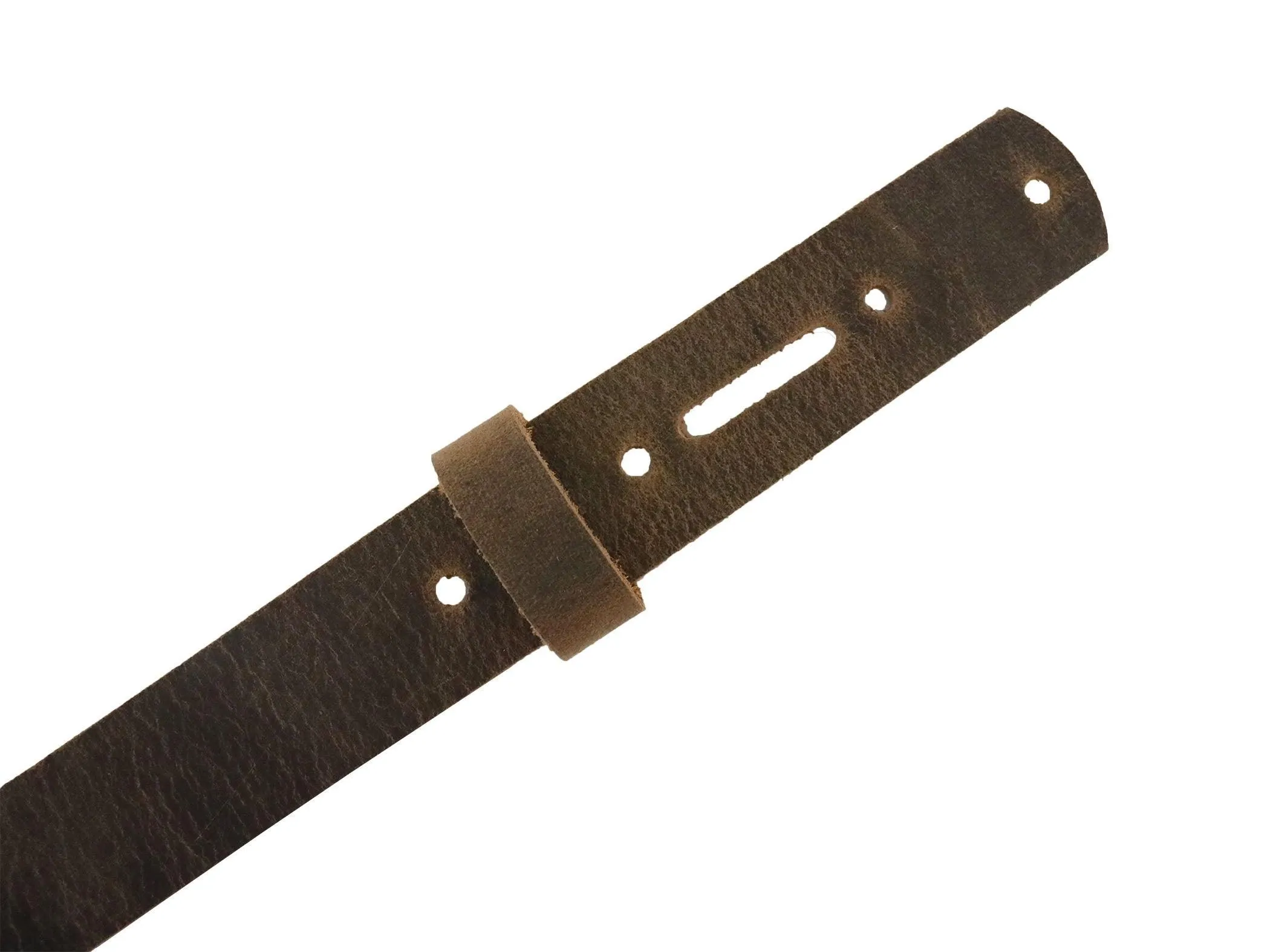 Brown Crazy Horse Buffalo Leather Belt Blank With Matching Keeper, 48"-60"  in length