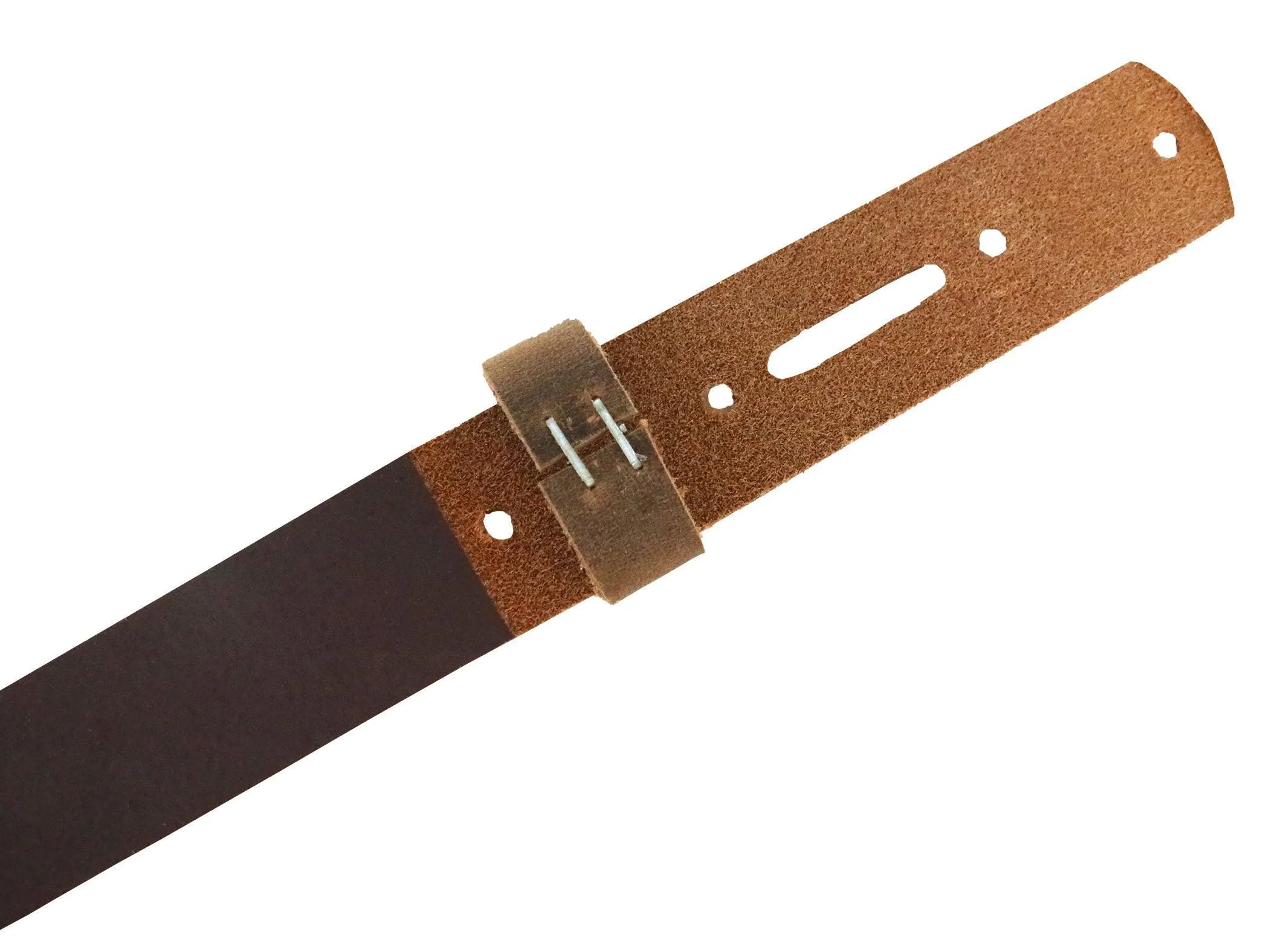 Brown Crazy Horse Buffalo Leather Belt Blank With Matching Keeper, 48"-60"  in length