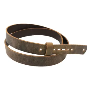 Brown Crazy Horse Buffalo Leather Belt Blank With Matching Keeper, 48"-60"  in length