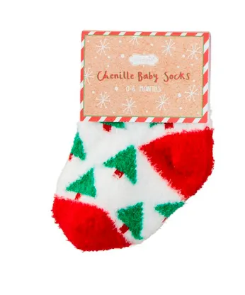 CHRISTMAS CHENILLE SOCKS BY MUD PIE