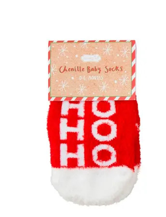 CHRISTMAS CHENILLE SOCKS BY MUD PIE