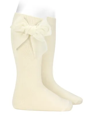 Condor Cream velvet bow knee socks