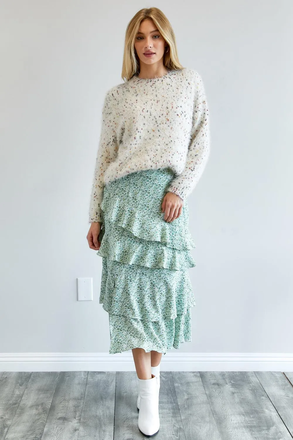 Cute Fuzzy Thick Knit Polak Dot Sweater