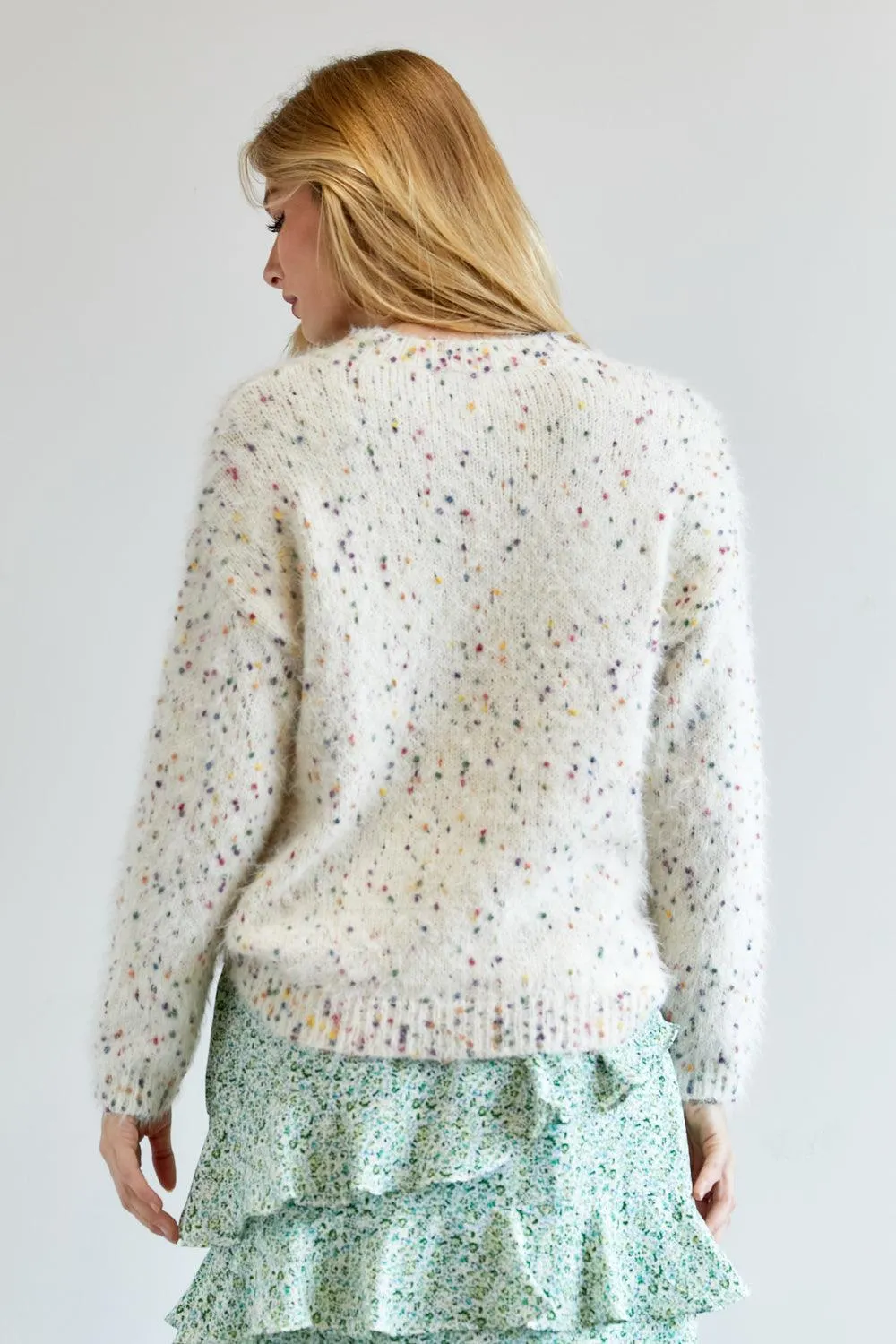 Cute Fuzzy Thick Knit Polak Dot Sweater