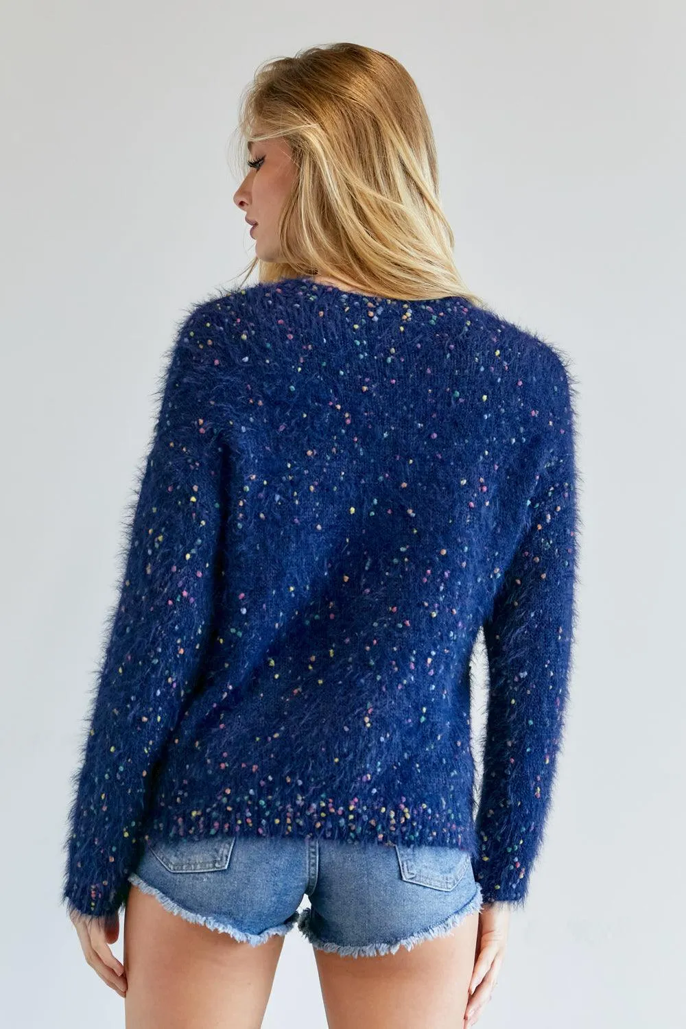 Cute Fuzzy Thick Knit Polak Dot Sweater