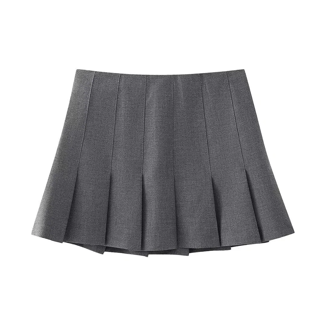 Cézanne – Low-rise fit – Woolen pleated mini skirt