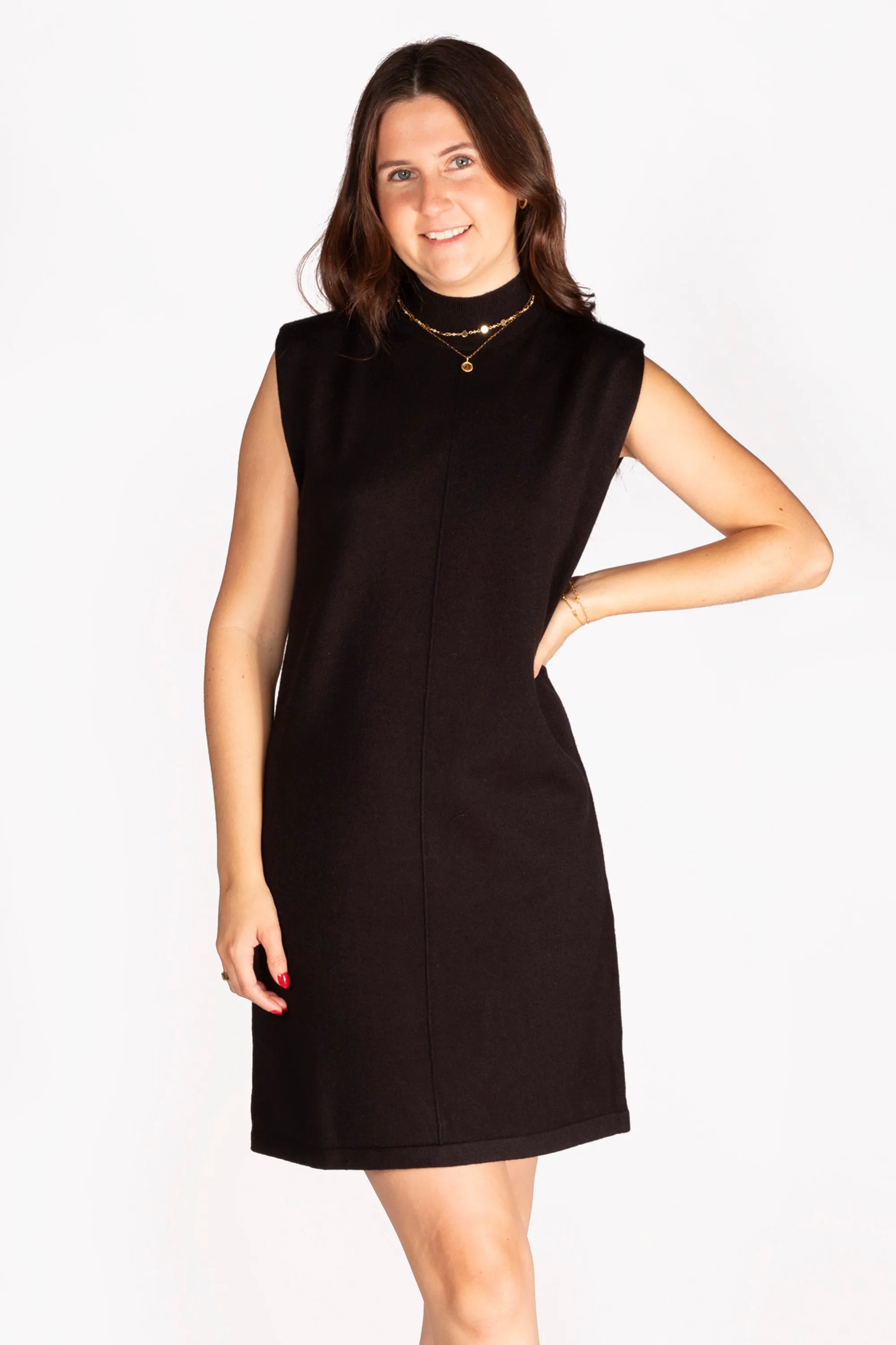 Dede Black Mock Knit Dress