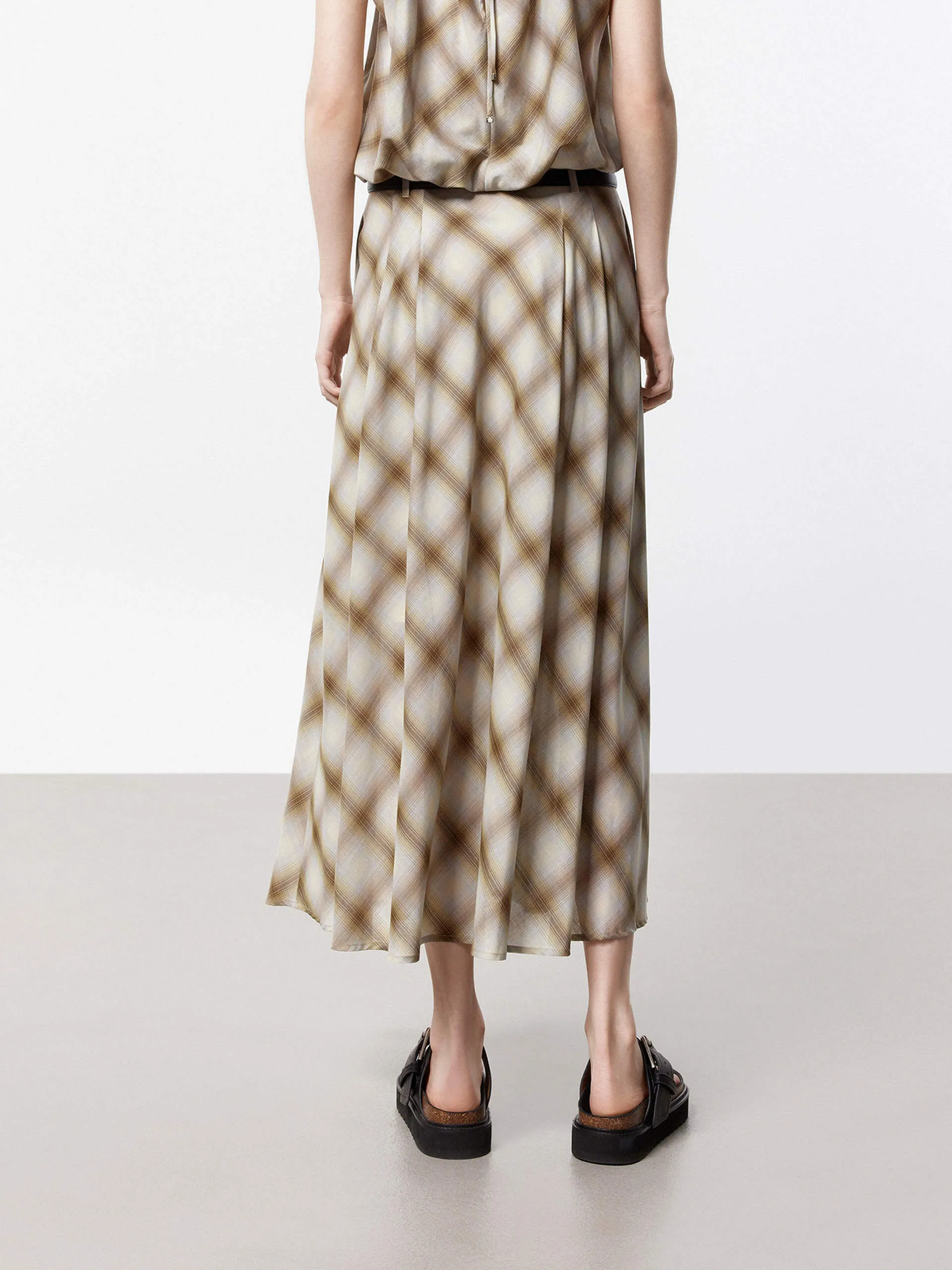 Double Loops Plaid Skirt