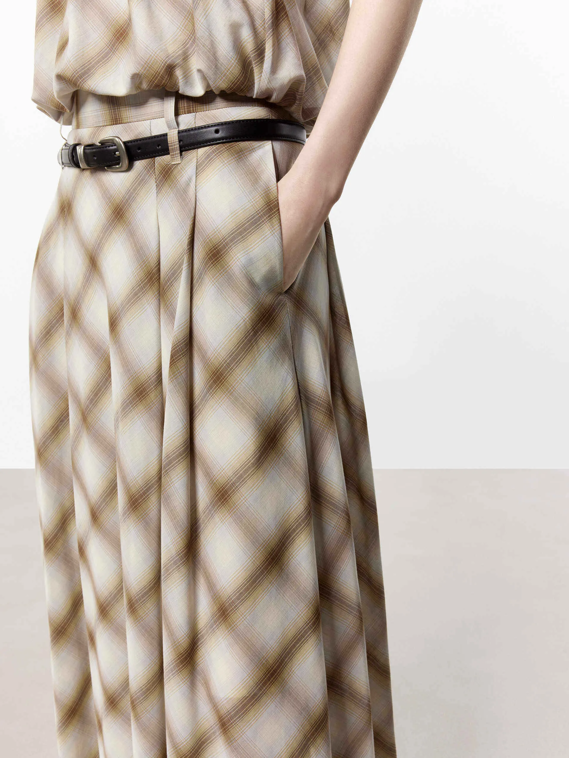 Double Loops Plaid Skirt