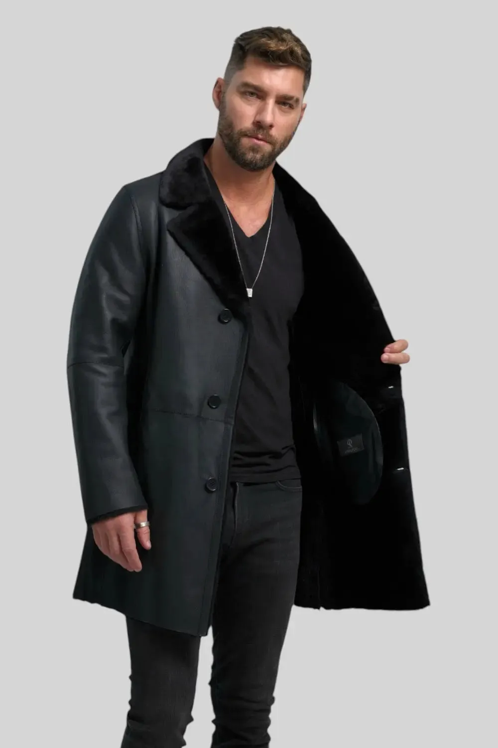 Flavio Classic Sheepskin Leather Coat