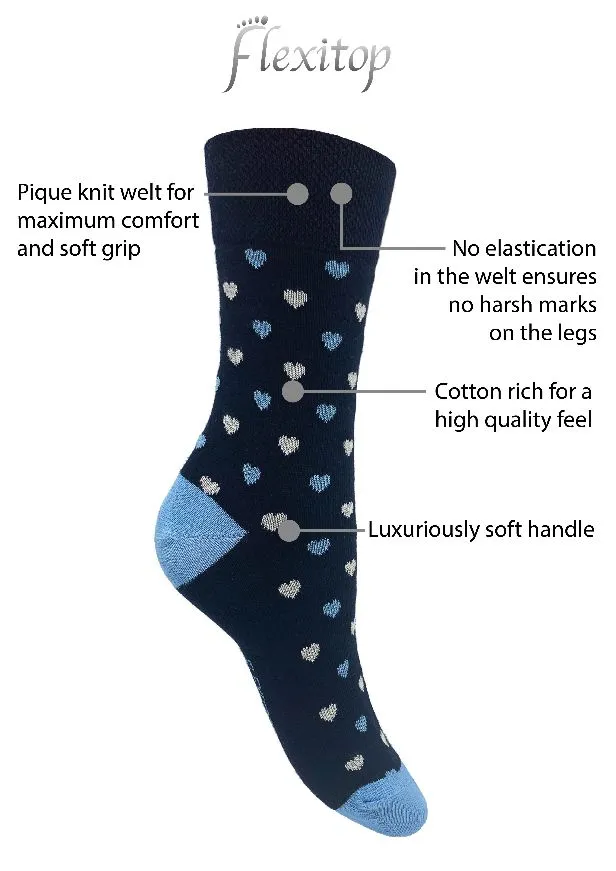 Flexitop Socks 3 Pack Bamboo Socks - Blue Stripes and Grey