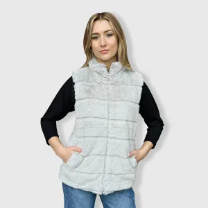 Fluffy Gray Sherpa Vest Women