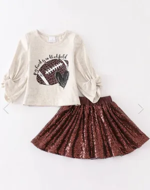 Football Sequin Skirt Set