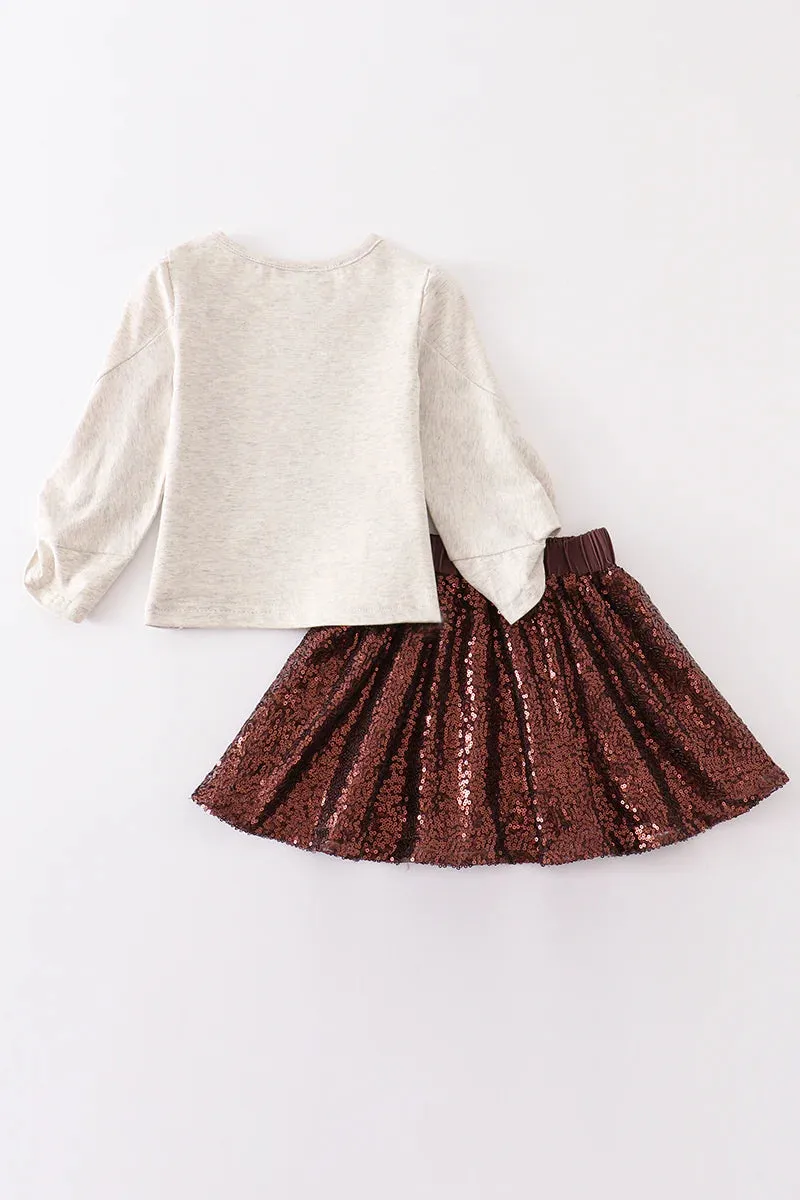 Football Sequin Skirt Set