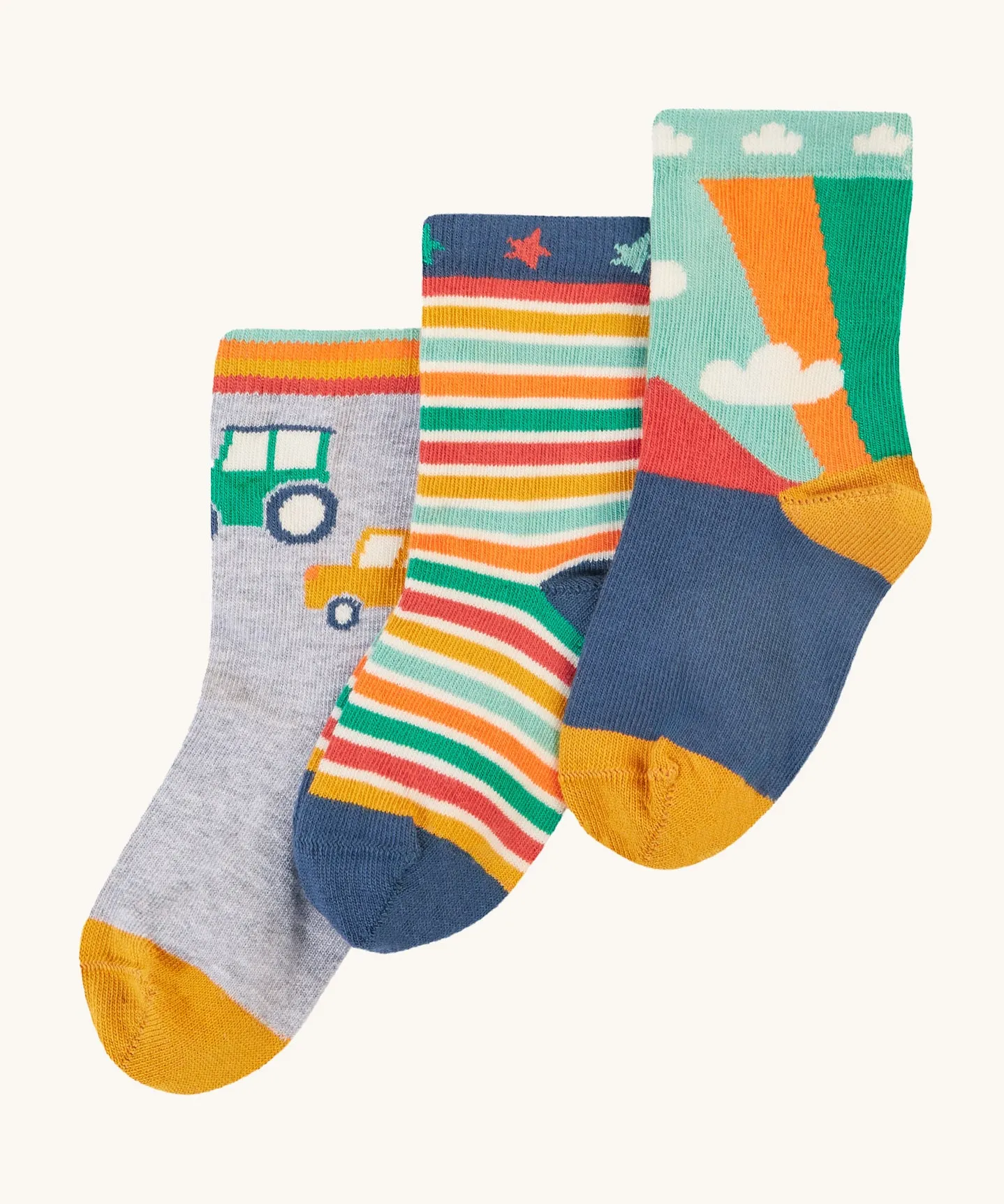 Frugi Little Socks 3 Pack - Cars