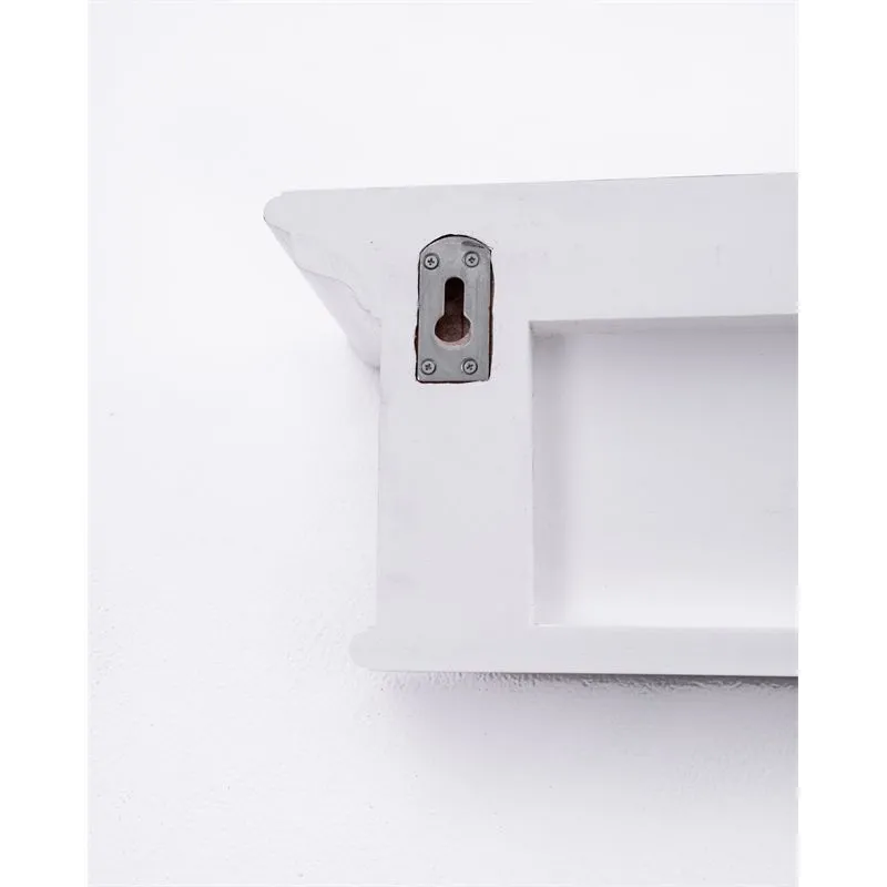 Halifax White Painted 6 Hook Coat Rack Shelf