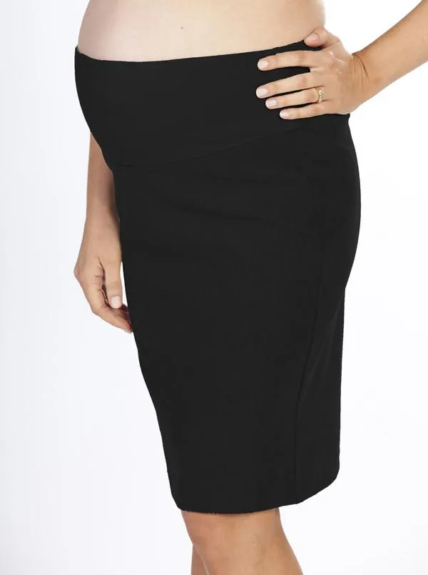 Highwaist Straight Cut Maternity Work Skirt -Black