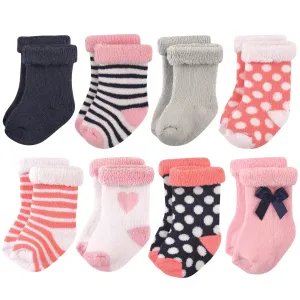 Hudson Baby Cotton Rich Newborn and Terry Socks, Heart