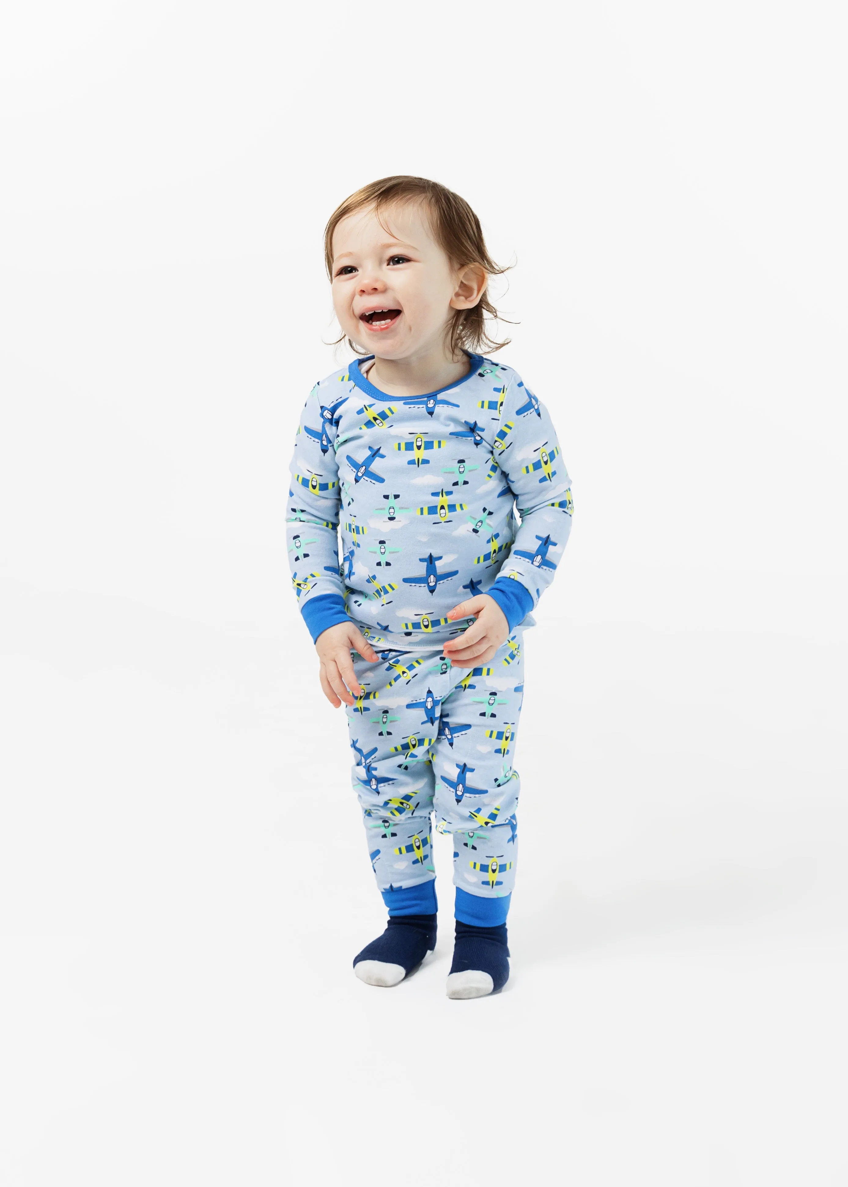 Infant/Toddler Boys Fly High Snug Fit 2-Piece Pajama Sleep Set With Matching Socks